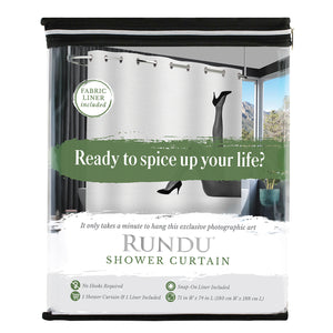 Flawless Shower Curtain with Snap-on Liner. NO Hooks Required.